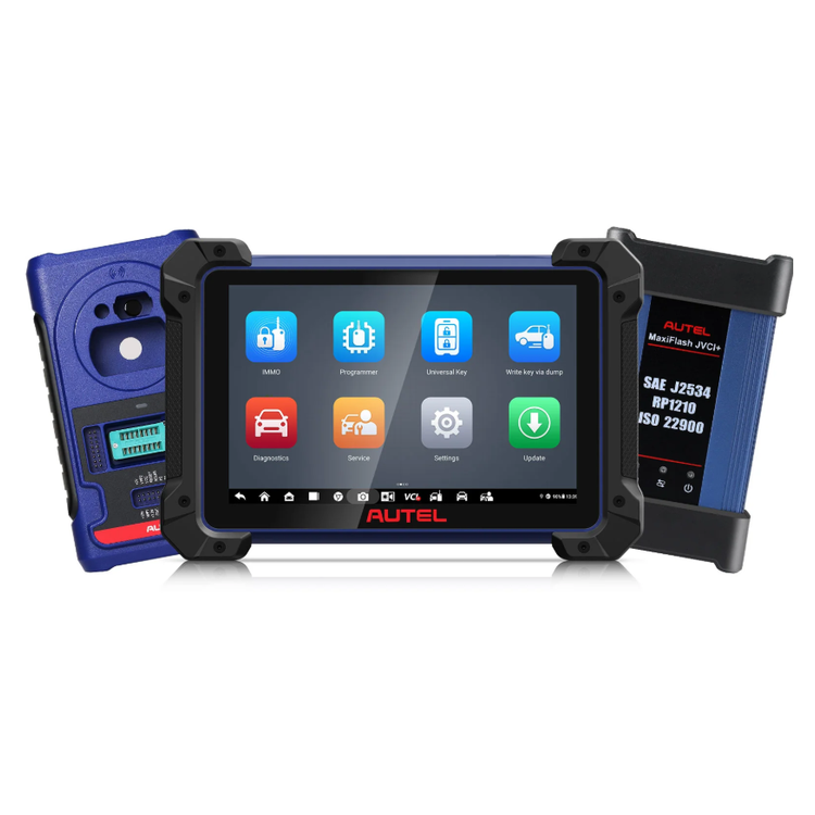 Autel IM608 PRO II tablet with XP400 Pro programmer and MaxiFlash JVCI+ interface