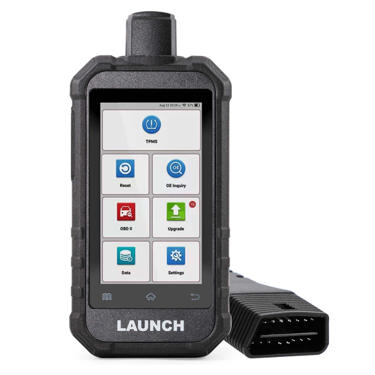 LAUNCH TPMS 5011 V2 front view with OBD2 cable