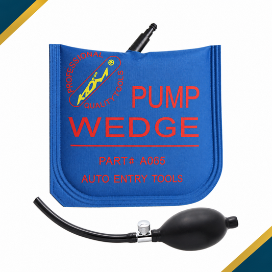 Medium blue inflatable air wedge with hand pump and hose