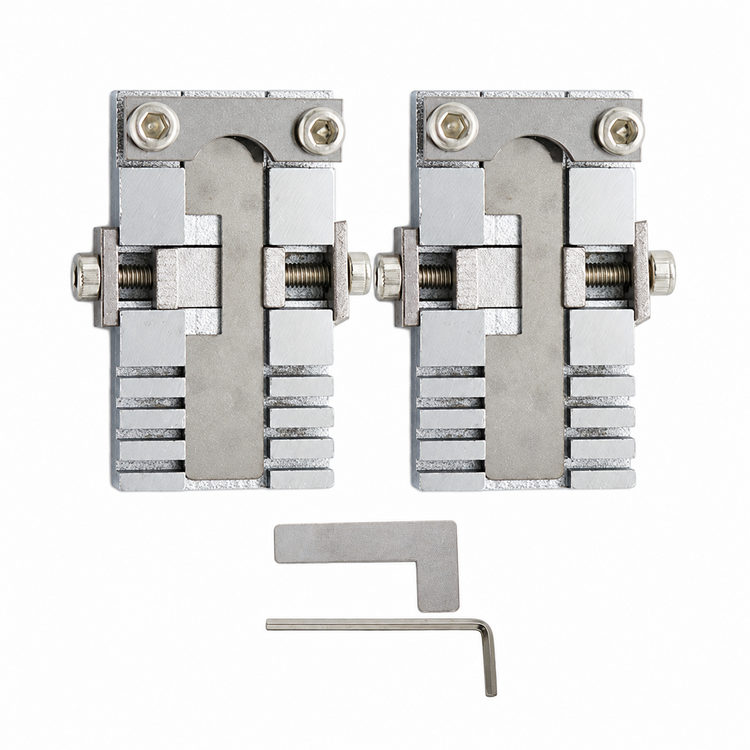 Key blade cutting fixtures with flat metal accessory and hex key
