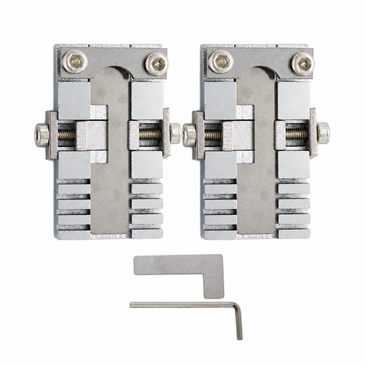 Key blade cutting fixtures with flat metal accessory and hex key