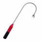 Glass door bypass tool with curved metal shaft and red and black handle