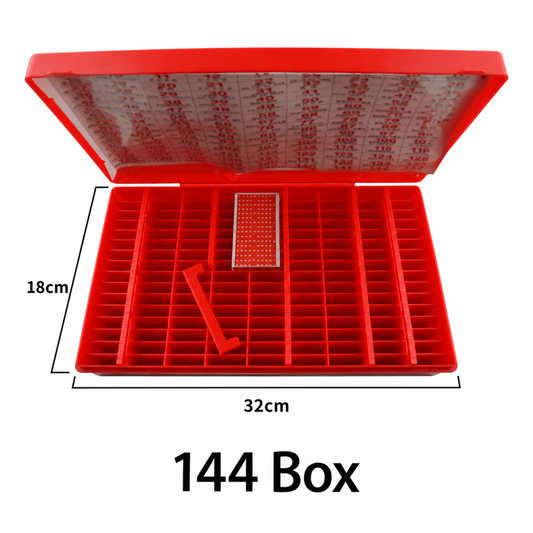KEYDIY red 144-slot blade storage box, 32 by 18 cm