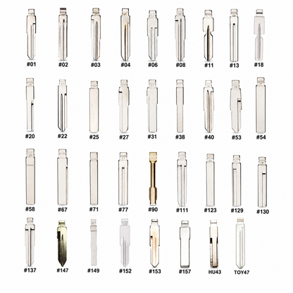 KEYDIY blade assortment reference chart with 35 blade profiles