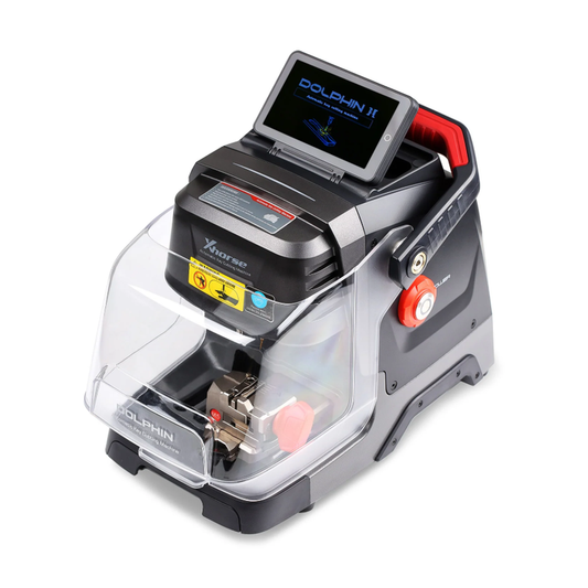 Xhorse Dolphin XP005L (Dolphin II) key cutting machine with touch screen, angled view