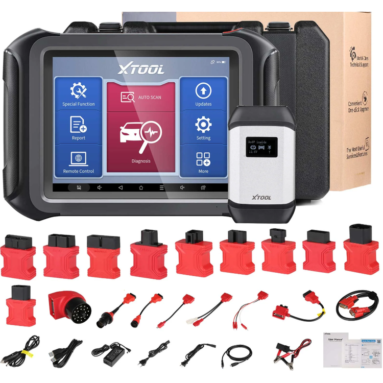 XTOOL D9 PRO full kit with VCI, test connectors, cables and carrying case