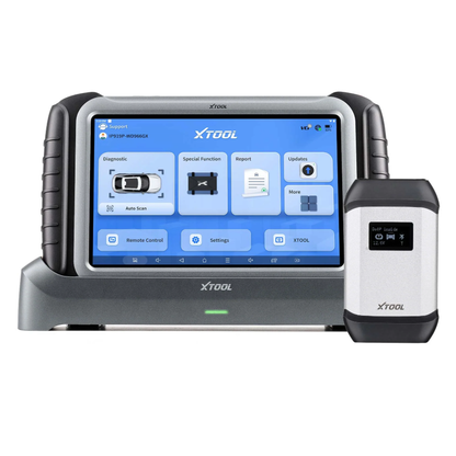 XTOOL IP919PRO tablet on charging dock with DoIP VCI