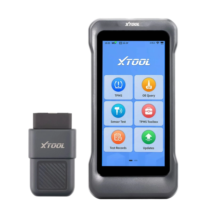 XTOOL TP580 handheld TPMS tool front view with VCI