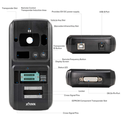 XTOOL KC501 key programmer slots, buttons and ports