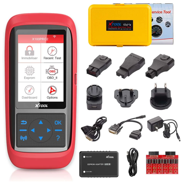 XTOOL X100 Pro2 key programmer full kit with EEPROM adapter, test connectors and carrying case