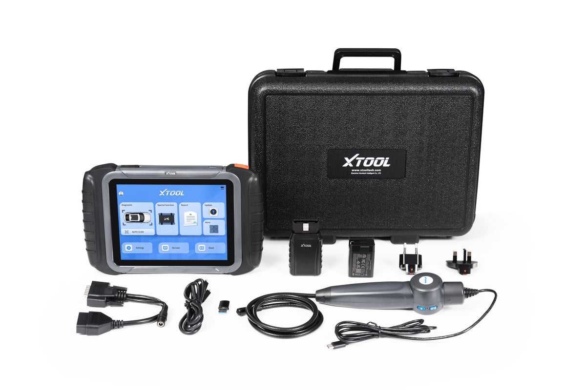XTOOL XT80W tablet, VCI, carrying case, cables and inspection camera