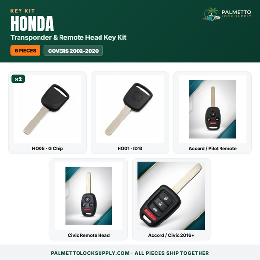 Honda Transponder & Remote Head Key Kit – 6 Pieces