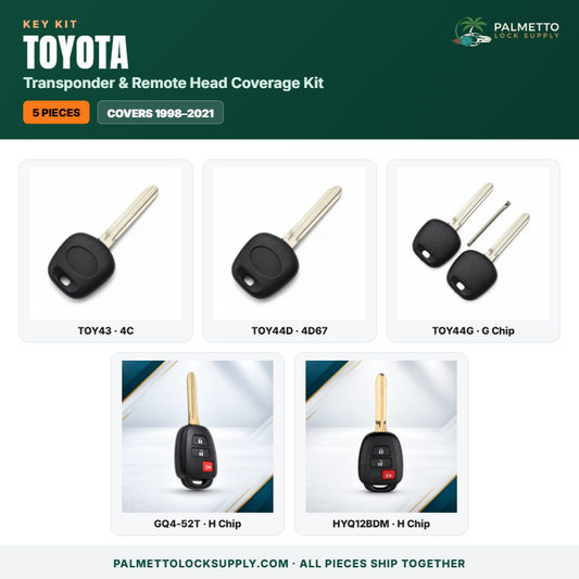 Toyota Transponder & Remote Head Key Coverage Kit – 5 Pieces