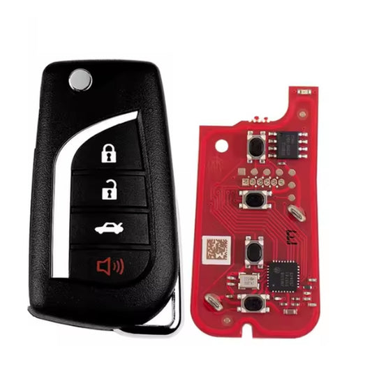 Xhorse XKTO12EN 2nd gen universal remote flip key, Toyota style, 4 buttons, red PCB