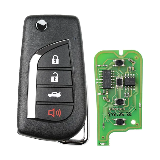 Xhorse XKTO12EN 2nd gen universal remote flip key, Toyota style, 4 buttons, with PCB